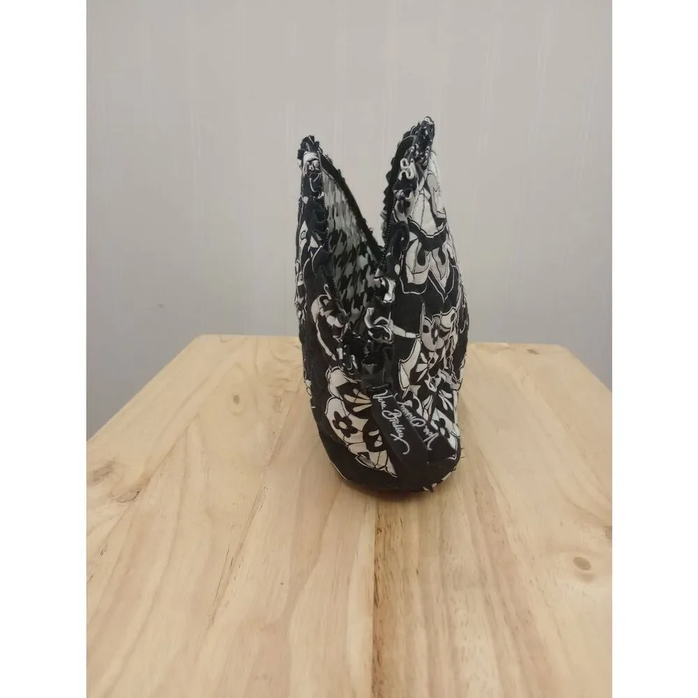 Vera Bradley black and white floral cosmetic bag zip top small